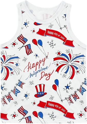 Toddler Boy Girl 4th of July Tank Cotton Kids American Flag Shirts Patriotic Outfit Independence Day Tees Top in Kuwait