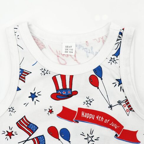 Toddler Boy Girl 4th of July Tank Cotton Kids American Flag Shirts Patriotic Outfit Independence Day Tees Top in Kuwait