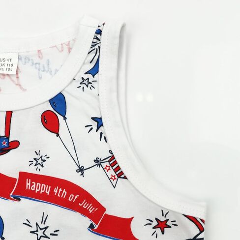 Toddler Boy Girl 4th of July Tank Cotton Kids American Flag Shirts Patriotic Outfit Independence Day Tees Top in Kuwait