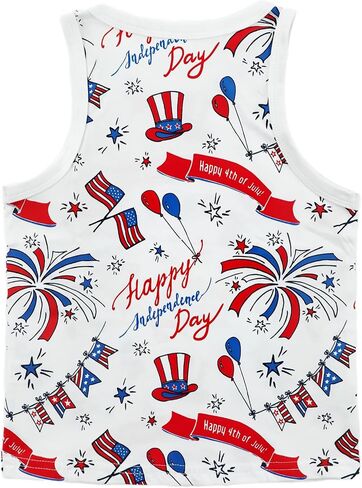 Toddler Boy Girl 4th of July Tank Cotton Kids American Flag Shirts Patriotic Outfit Independence Day Tees Top in Kuwait