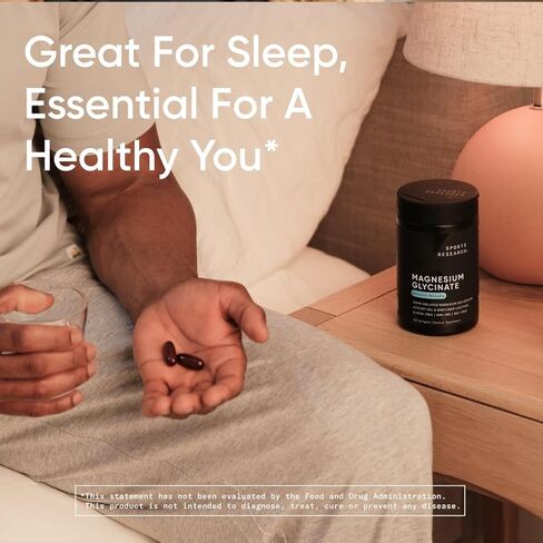 Sports Research® Magnesium glycinate - يدعم عمليات النوم والأنزيمية المريحة - 160 ملغ من المغنيسيوم المخلد - كبسولة نباتية - 90 عددًا in Saudi Arabia