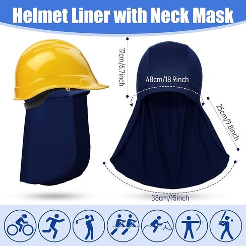 Syhood 9 Pcs Helmet Liner with Neck Mask UV Protection Cooling Hard Hat Liner Bulk Skull Cap Shield for Men Women Outdoor in Saudi Arabia