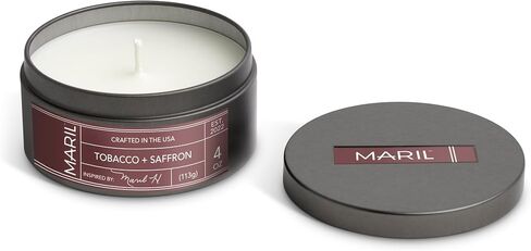 MARIL Collection Scented Travel 4 Ounce Wax and Tin Lidded Vessel Candle, Tobacco + Saffron in Saudi Arabia