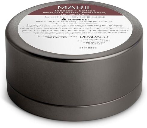 MARIL Collection Scented Travel 4 Ounce Wax and Tin Lidded Vessel Candle, Tobacco + Saffron in Saudi Arabia