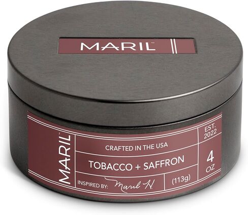 MARIL Collection Scented Travel 4 Ounce Wax and Tin Lidded Vessel Candle, Tobacco + Saffron in Saudi Arabia
