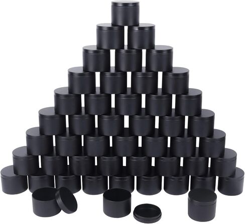 48 Pack 8 oz Black Metal Candle Tins with Lids, Round Bulk Metal Candle Jar, Matte Finish for DIY Candle Making and Storage in Saudi Arabia