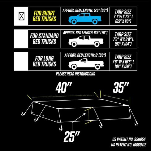 غطاء سرير شاحنة SPIDER Pickup (عرض 7'8 بوصة × طول 8'8 بوصة) - غطاء شبكي للشحن مقاوم للماء وصلب أسود شديد التحمل - أربطة ربط قابلة للفصل وضبط سريع - يناسب السرير القياسي (6'6 بوصات) والمقطورات in Kuwait