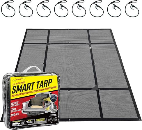 غطاء سرير شاحنة SPIDER Pickup (عرض 7'8 بوصة × طول 8'8 بوصة) - غطاء شبكي للشحن مقاوم للماء وصلب أسود شديد التحمل - أربطة ربط قابلة للفصل وضبط سريع - يناسب السرير القياسي (6'6 بوصات) والمقطورات in Kuwait