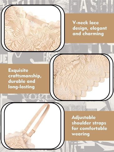 Geyoga 4 Pcs Lace Bralette for Women V Neck Lace Camisole Adjustable Spaghetti Strap Crop Top Half Top in Kuwait