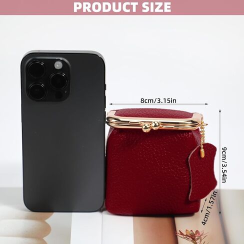 Litchi Leather Coin Purse للنساء ، محفظة محفظة محفظة Mini Lipstick حامل أزياء الصلبة قبلة القفل القفل كيس تخزين مربع (برتقالي) in Kuwait