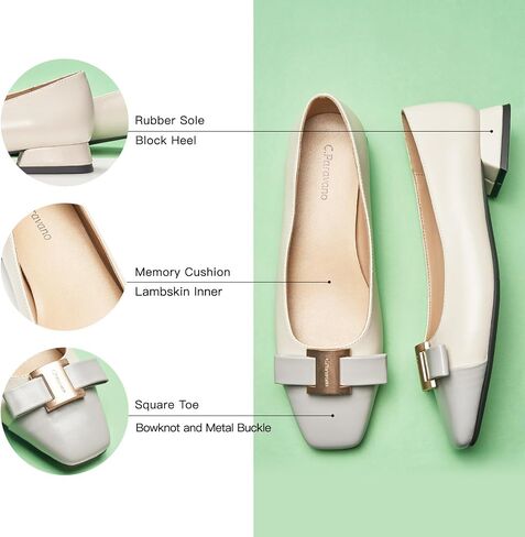 C.Paravano Women's Ballet Flats Shoes Square Flats مع Bowknot لحفلة مكتب العمل غير الرسمي ، للنساء الأنيق ، أحذية العمل المكتبية ، ملابس زفاف ، ربيع أنيمي الأحذية in Saudi Arabia