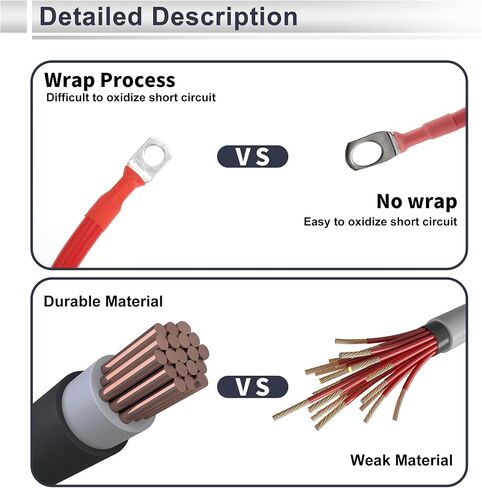 1 كمبيوتر كابل عالمي للبطارية العاكس 3/8 "Lug 5/16" Lug 8ft Battery Cable 4 AWG Gauge Red Tounded Copper in Kuwait