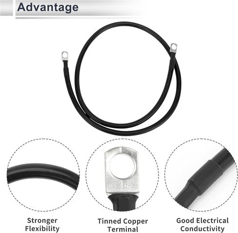 1 Pc Universal Battery Inverter Cable 5/16" Lug 3FT Battery Cable 5 AWG Gauge Black Tinned Copper in Saudi Arabia