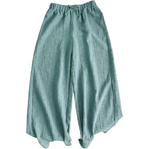 Girl's Textured Wide Leg Palazzo Pants Elastic Waist Casual Long Trousers