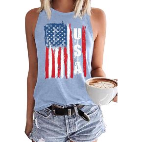 Myhalf USA Flag Tank Tops for Women Stars Stripes T Shirtless Graphic Graphic Tees 4th of July Stest Tops Summer Tees