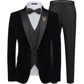 MAGE MALE MENS VELVET SUITS SLIM FIT PEAK TUXEDO 3 PITS