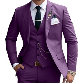 Mens Suits Slim Fit 3 Piece Business Wedding Tuxedo Jacket Vest Pants Suit Set