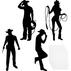 Boao 16 Pieces Cowboy Silhouettes Cowboy Cutouts Western Theme Party Decorations Photo Booth for Wild West Theme Birthday Baby Shower Cowboy Party Retro Parties Supplies