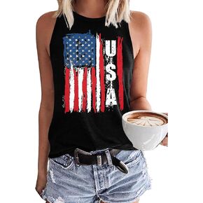 Myhalf USA Flag Tank Tops for Women Stars Stripes T Shirtless Graphic Graphic Tees 4th of July Stest Tops Summer Tees in Saudi Arabia