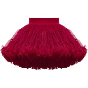 GORGLITTER Girl's Ballet Skirts Ruffle Layered High Waisted Skater Tulle Petticoat Bubble Short Skirts
