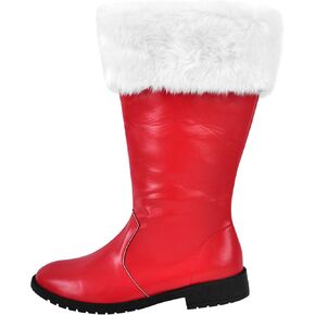 LISHAN Men's Mid Calf Boots Santa Claus Christmas Boots Plush Cuffs Foot for Halloween Christmas Costume
