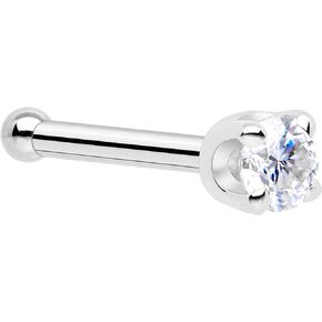 Body Candy 14k Solid Gold Nose Ring Stud - 2mm Moissanite Bone 18/20 Gauge Piercing Jewelry for Women, Men