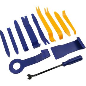12 PCS Plastic Trim Removal Tool No Scratch Auto Trim Removal Tool Kit, Auto Clip Rivet Fastener Remover Pry Tool Auto Parts for Car Panel & Audio Dashboard Repair Kit (Red + Orange)