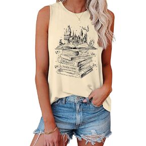 Flourish and Blotts Tank Tops Cute Book Graphic Tshirts for Women Wizard Magical Costume Clothes