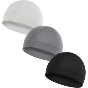 3 Pieces Skull Cap Cooling Skull Cap Helmet Liner Mositure Wicking Cycling Cap Head Wrap for Men Women
