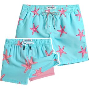 maamgic Dad and Son Matching 2 in 1 Swim Trunks with Compression Liner Quick Dry Father and Son Gifts Board Shorts Swim Suits Swimming Trunks(Size Large & Size 5-6 Years)