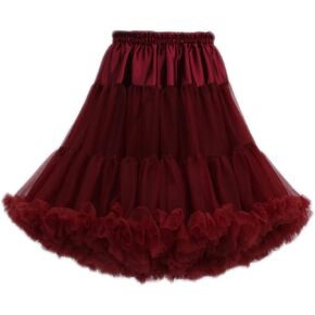 FOLOBE Women's Knee Length 50s Soft Puffy Tutu Skirts Ballet Costume Tulle Underskirts Knee Length Petticoat Skirt for Women
