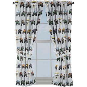 جاي فرانكو ستائر Window for Kids Bedroom من 4 قطع مجموعة مع 2 Tiebacks ، Gray - Monster Jam ، 42 "W × 63" L (حزمة 2)