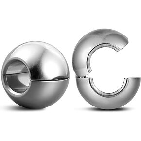 LADEMAYH 2Pcs Beads Ear Weights Hangers 00 Gauges for Women, Silver Surgical Stainless Steel Gauges Size 00 Earrings Dangle Gauges for Ears