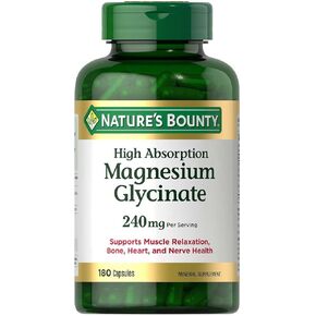 Natures Bounty Magnesium Glycinate Large Bottle / 180 Capsules 240 mg