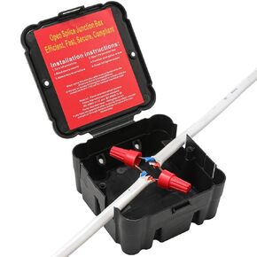HFWEENK Open Splice Junction Box (Single), One-Piece Repair Box for Open Splices, 5 Second Installation, Electrical Wire Box, Black