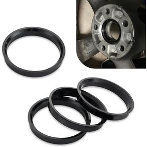 Pack-4 Car Wheel Hub Center Ring, 2.87" OD 2.36" ID Plastic Dust and Rust Adapter Ring, and Anti-Vibration Reducing Shaft Collar, Compatible with Specific Models (Black)