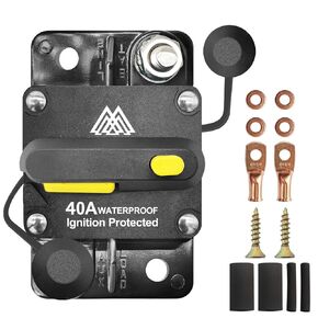 [Full Load Rating] 40 Amp Circuit Breaker Box for Trolling Motor Marine Boat ATV Vehicles Stereo Audio Solar Battery System with Manual Reset Inline Fuse IP67 Waterproof 40amp Breaker 12-48V DC