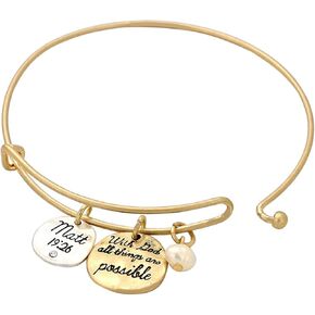 Rosemarie Collections Women's Inspritional Gift Religious Dangling Charms Hook Bangle Bracelet, 2.5"