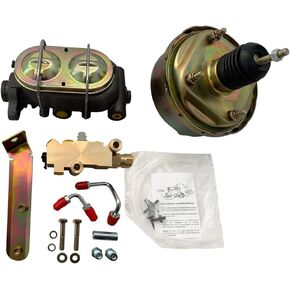 7" Single Zinc Power Brake Booster & 1-1/8" Master Cylinder Disc Drum Valve Kit 3512 + PV2 Side Kit