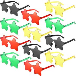 24 Pcs Juneteenth Sunglasses Bulk Star Rimless Fun Colorful Glasses Juneteenth Party Favors Plastic Star Glasses Sunglasses for Black Women Man Birthday Party
