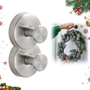 Suction Cup Hooks for Glass Window, 2025 Upgraded Christmas Wreath Door Hanger, No Drill Suction Cup Hooks for Wreaths on Glass, Garland Wreath Hangers for Front Door Shower Hooks (2, Black)