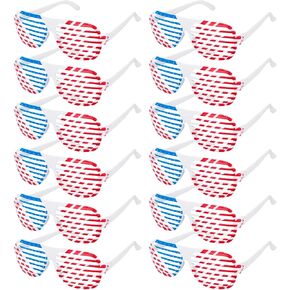 4th of July Decorations Accessories, 12 PCS Patriotic Plastic Shutter Glasses, American Flag Design for Fourth of July Independence Day Memorial Party Favors