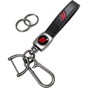 Genuine Leather Car Keychain, Metal Key Ring Key Chain for Men and Women Car Key Fob Keyring Replacement Accessories