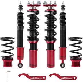 maXpeedingrods Coilovers for Ford Mustang 1994-2004, 24 Levels Damper Adjustable Coilovers Suspension Kit, Height Adjustable Shock Absorber Struts Lowering Kit, Red