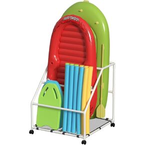 Pool Float Holder, Poolside Float Storage, Rust-proof Float Rack, anti-UV Float Organizer, Outdoor Pool Float Container for Floaties, Noodles, (White, Basic)