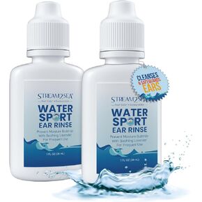 شطف الأذن الرياضة المائية من Stream2Sea للسباحين والغواصين والمتصفحات 1 Fl Oz - قطرات الأذن الطبيعية القابلة للتحلل للسباحين - قطرات الأذن مع أوريجانو وزيوت اللافندر - للحفاظ على صحة الأذنين ، 2 عبوة