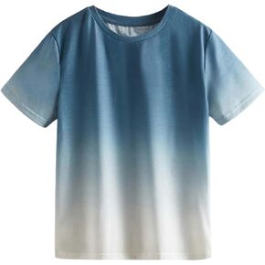 Boy's Tie Dye Shirts Tropical Graphic Tees Short Sleeve Crewneck Tee Tops Casual T Shirt