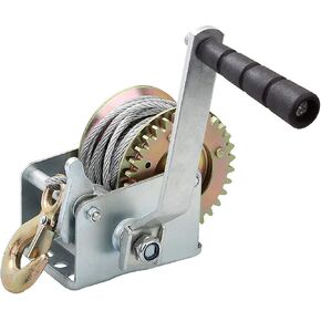 Crank Winch Boat Trailer Winch 800lbs Capacity Heavy Duty Hand Winch Crank Cable Gear Winch with 26FT Wire Rope and Hook for Trailer, Boat, ATV or Deer Feeder