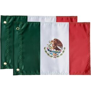 2 Pack Mexico Flags for Whip Lights or Antenna Flag Poles, 12" x 18" Double Sided Whip Lights Accessories, Whips Mexican Flags for UTV ATV Can-Am Polaris RZR SXS Boats Ulti Offroad