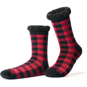Cozylook Men's Fuzzy Slipper Socks - Non-Slip Grips, Thermal Winter Socks, Plush Sherpa Lined, Gifts & Stocking Stuffers